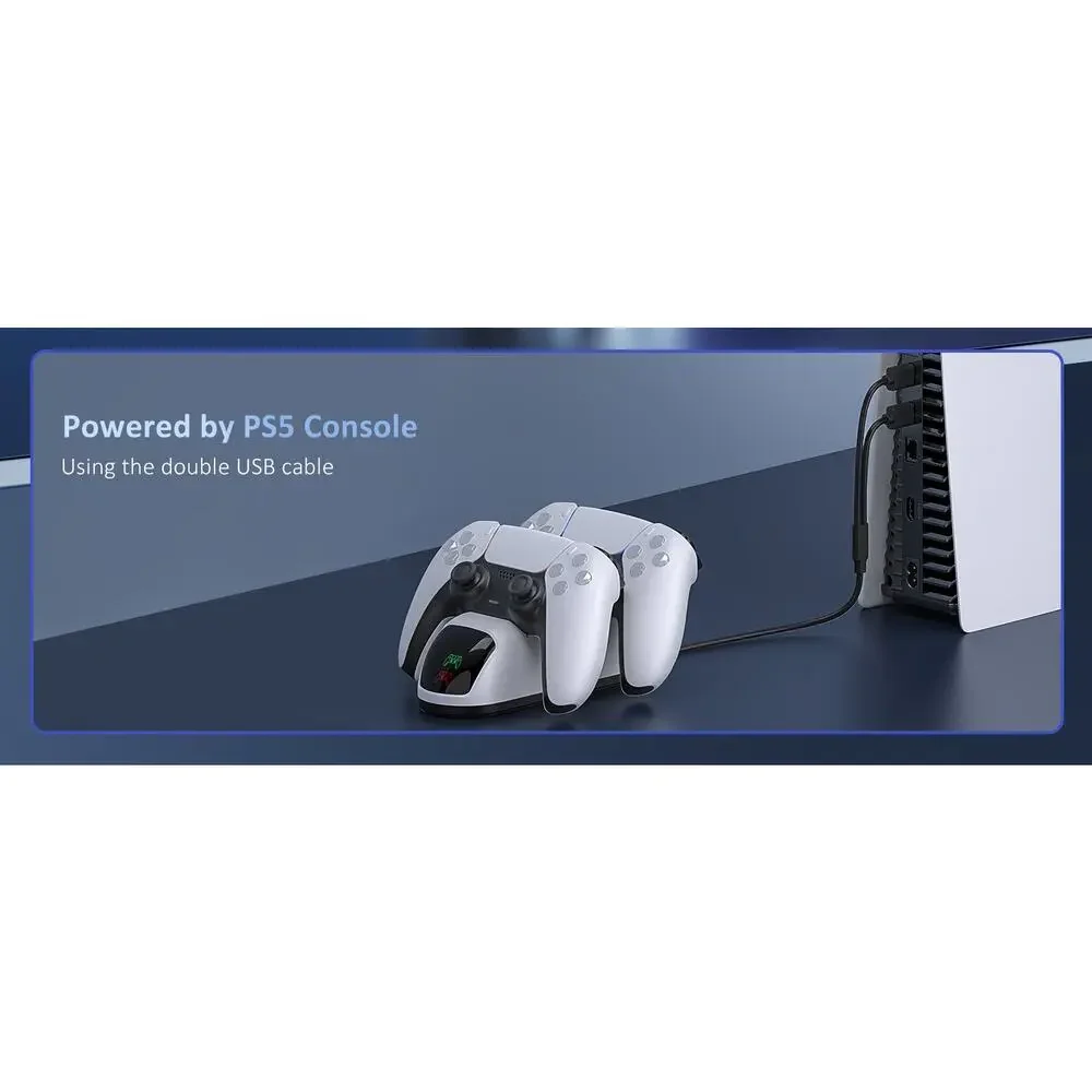 NexiGo Dual Charging Station Dock for PS5 DualSense Controller White for P-5